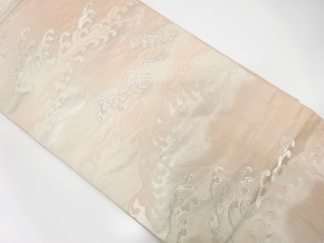 JAPANESE KIMONO / ANTIQUE FUKURO OBI / SILK / WOVEN ROUGH WAVE